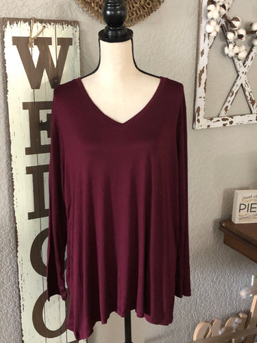 Burgundy long sleeve top