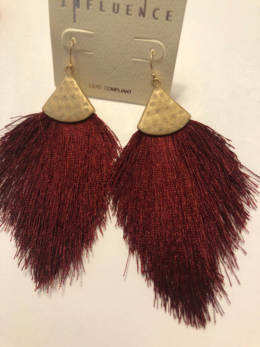 Burgundy tassel earrings124