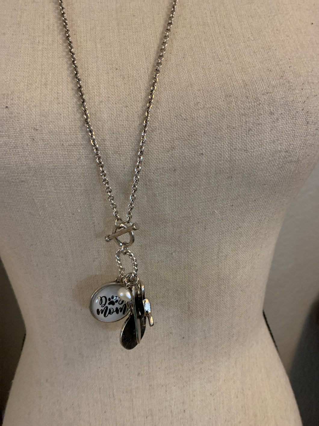 Dog mom charm necklace