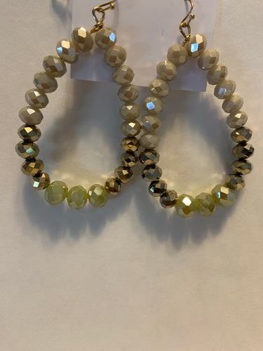 Teardrop beaded earringsRose gold cream and sage