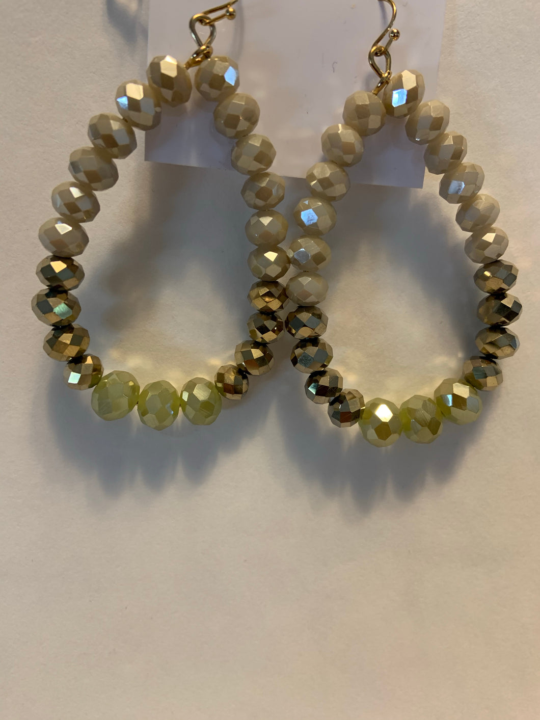 Teardrop beaded earringsRose gold cream and sage