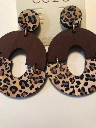 Earrings animal print and brown
