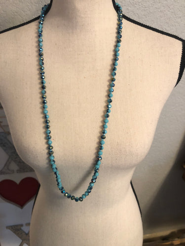 Tiffany/navy shorty bead necklace