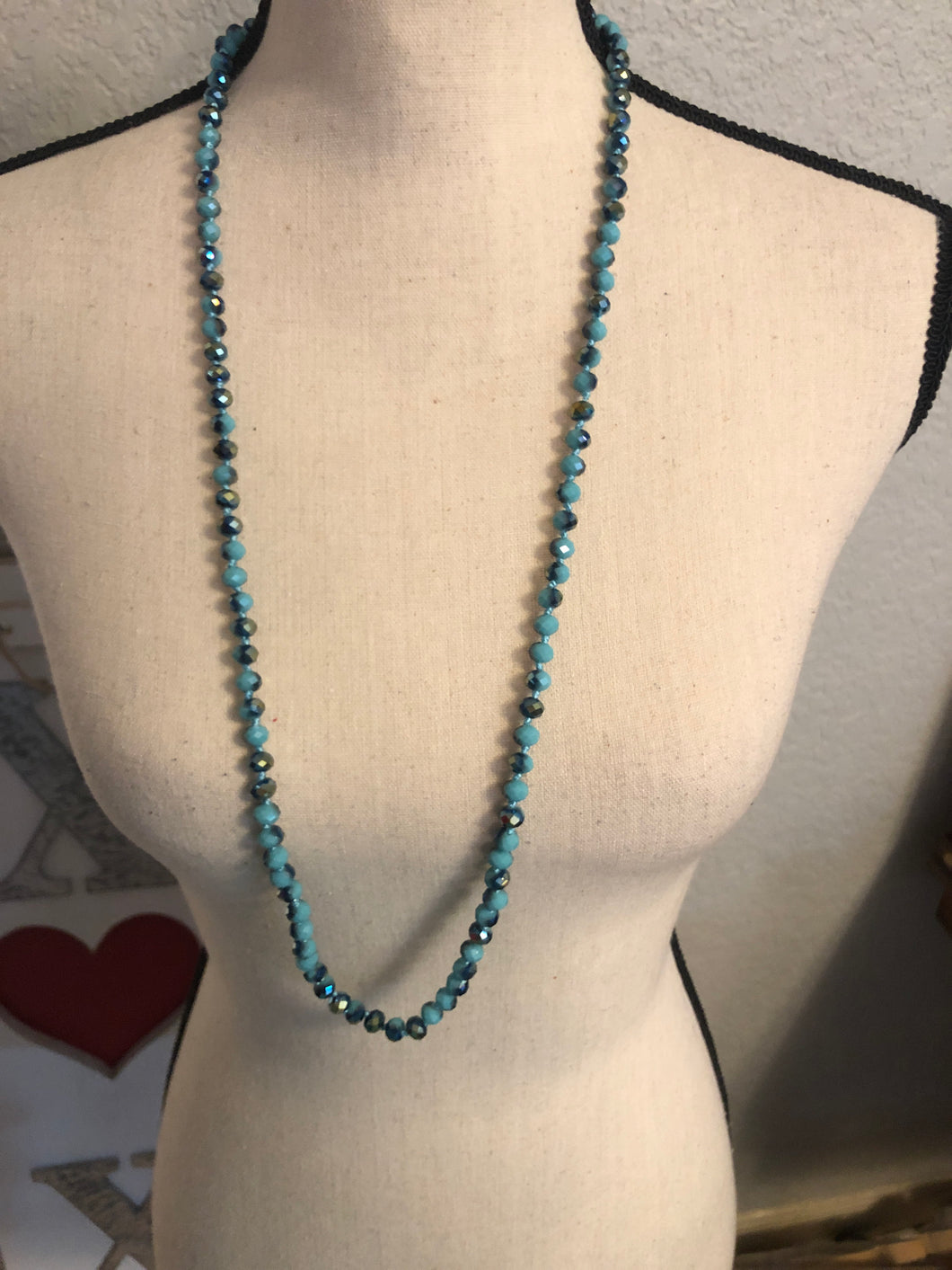 Tiffany/navy shorty bead necklace