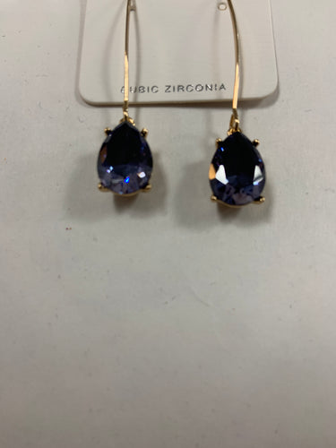 Navy teardrop threaded earrings