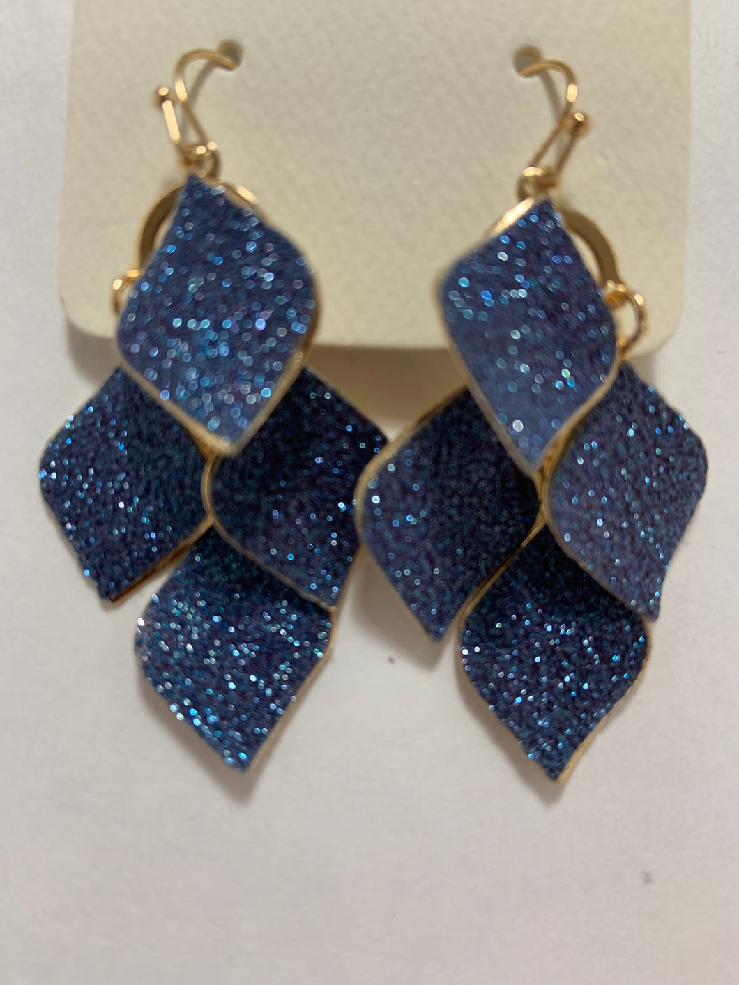 Blue hanging sparkle earrings
