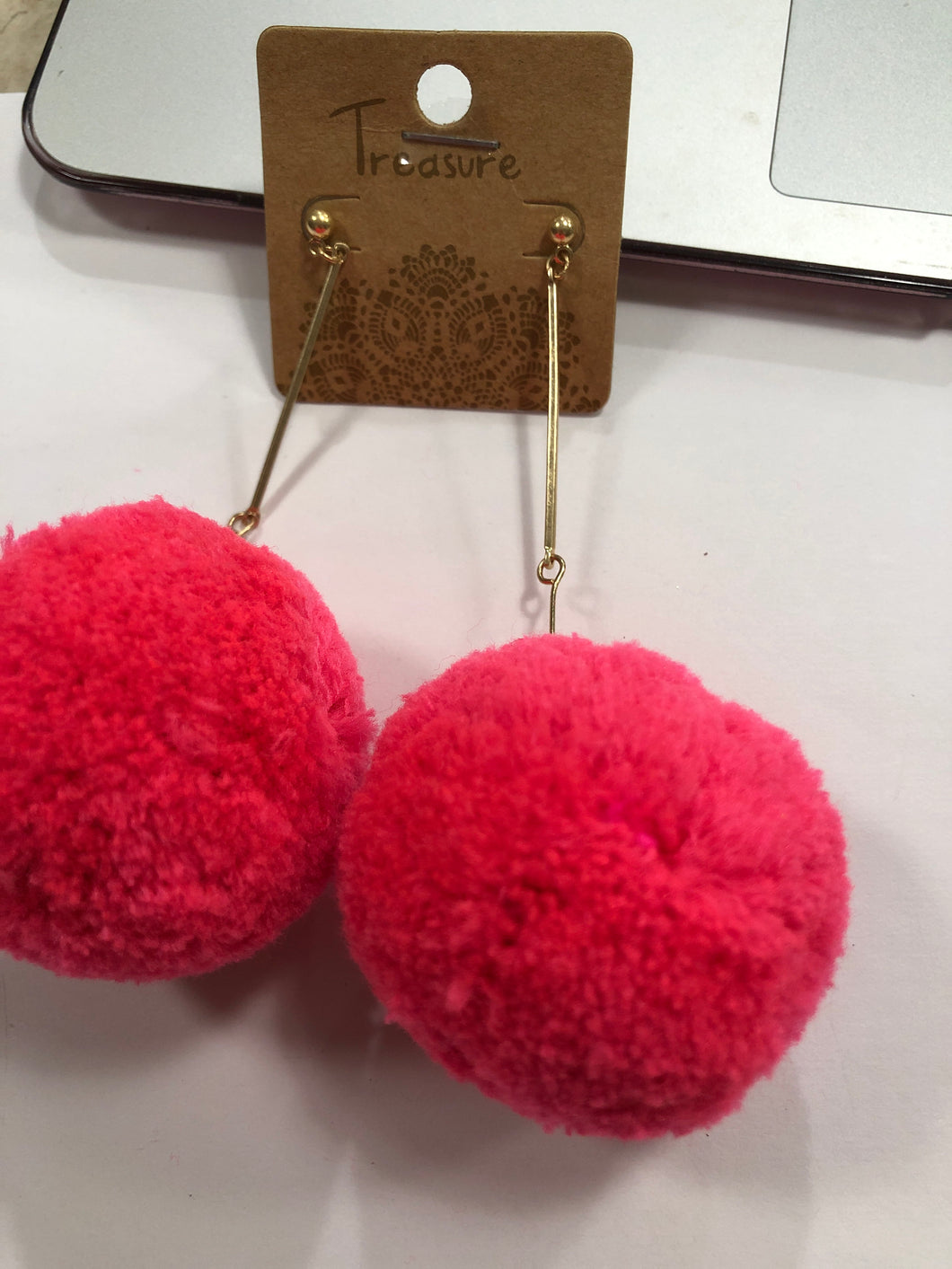 Hot pink dingle earrings