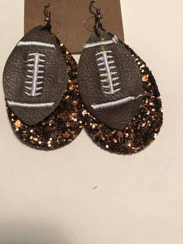 Earrings football brown bling