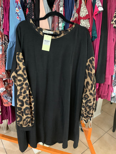 Black with cheetah sleeves tunic/dress