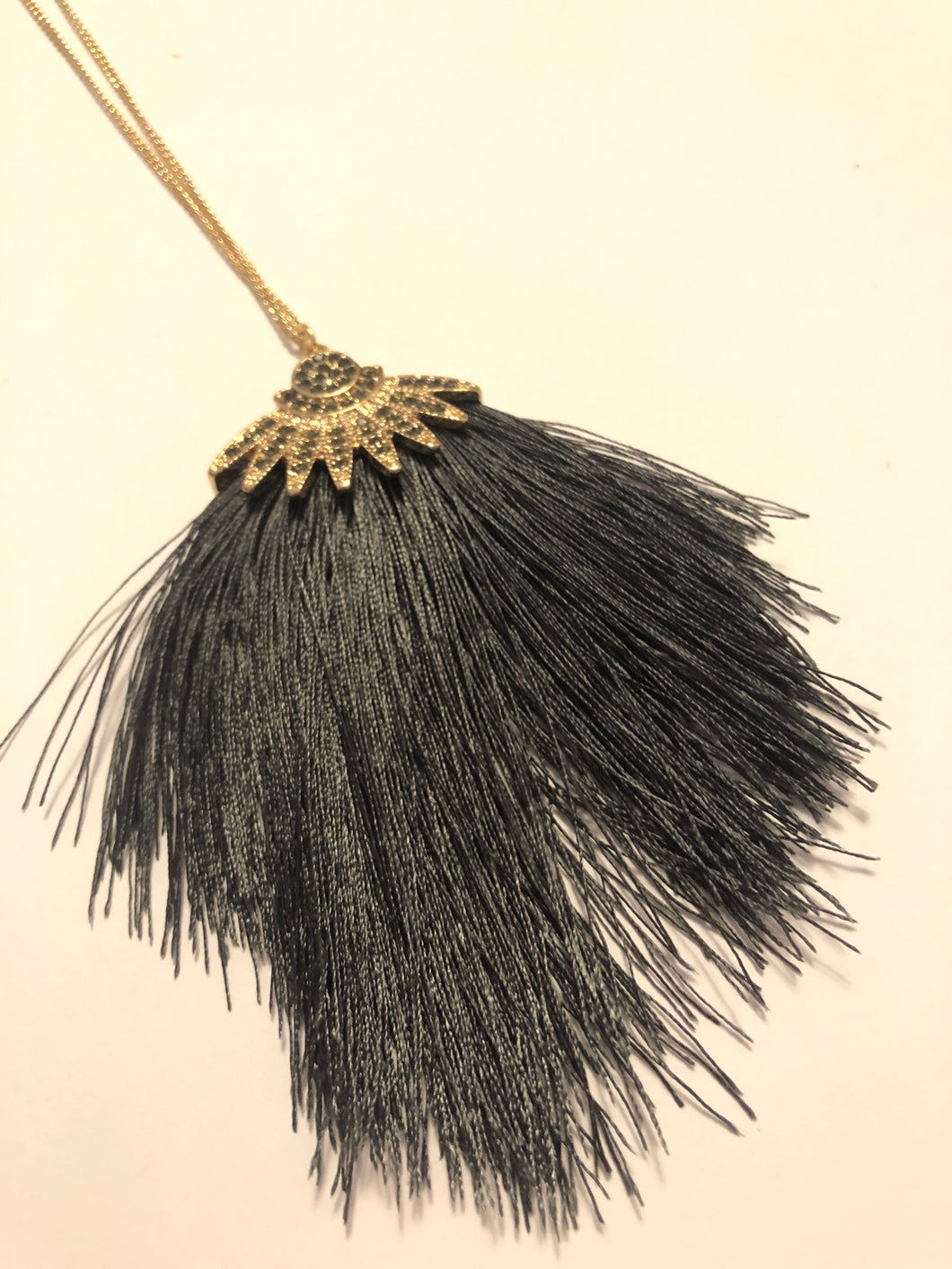 Gray tassel necklace