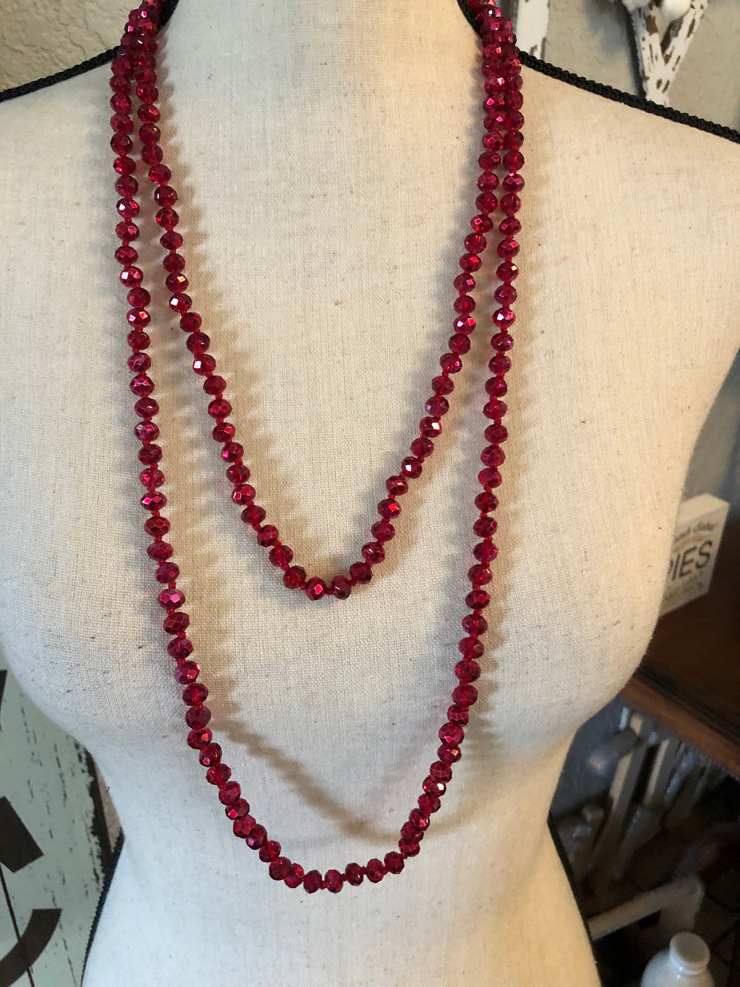 Red electric beads