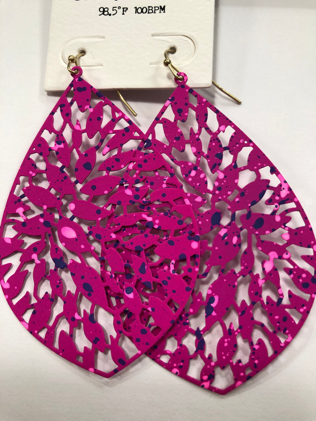 Pink paint splatter earrings