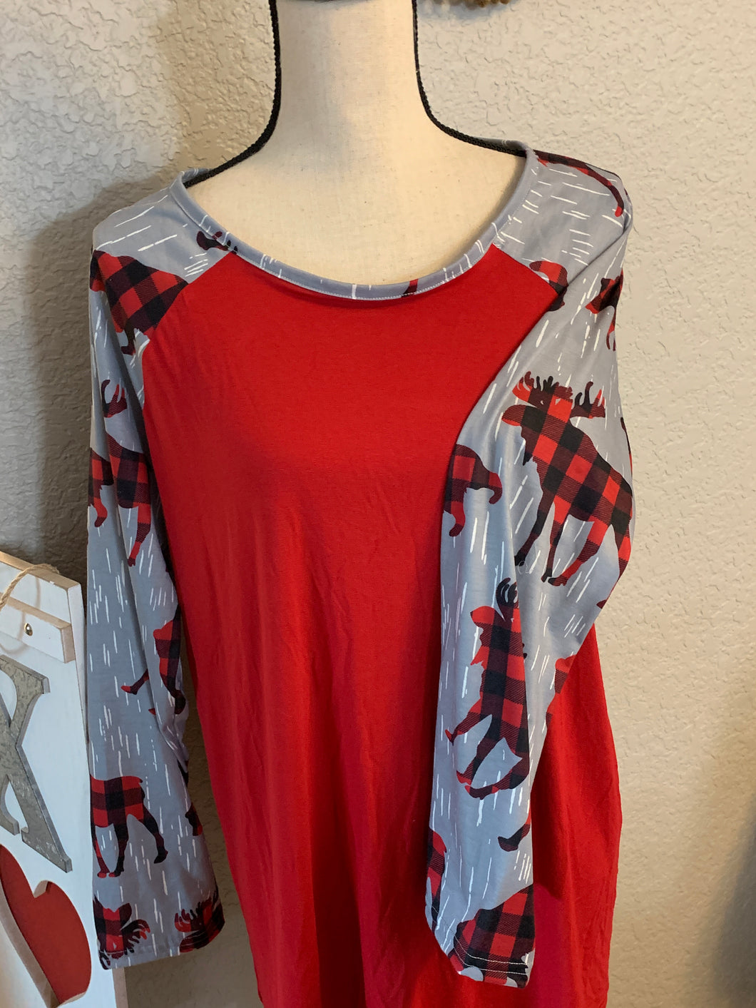 Plaid top Sz l
