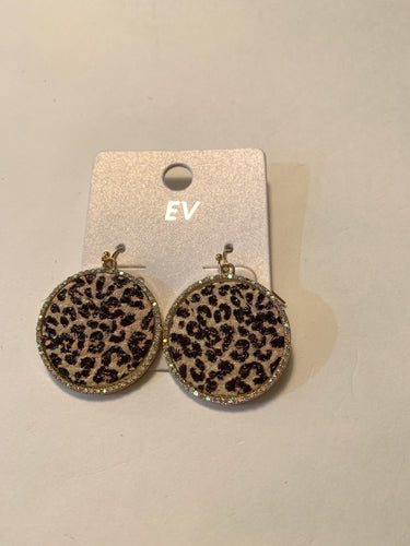 Earrings animal print w/bling
