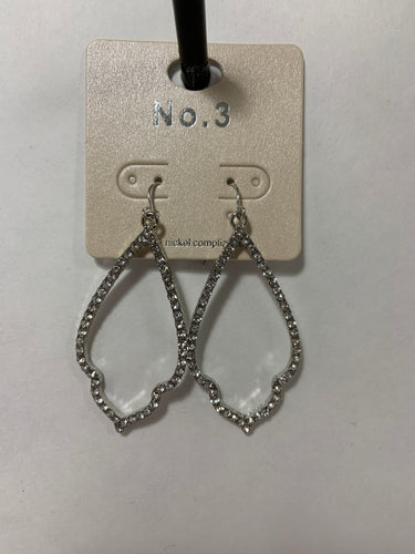 Open bling silver earrings 4