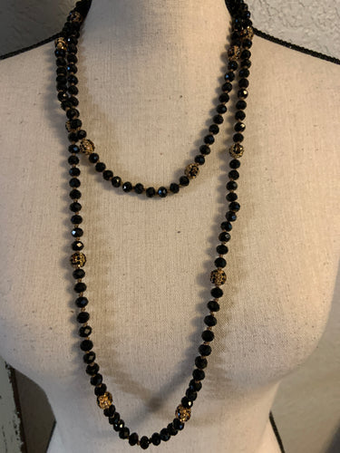 Cheetah balls 60 inch black necklace
