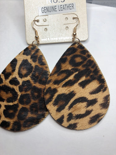 Leather cheetah earrings