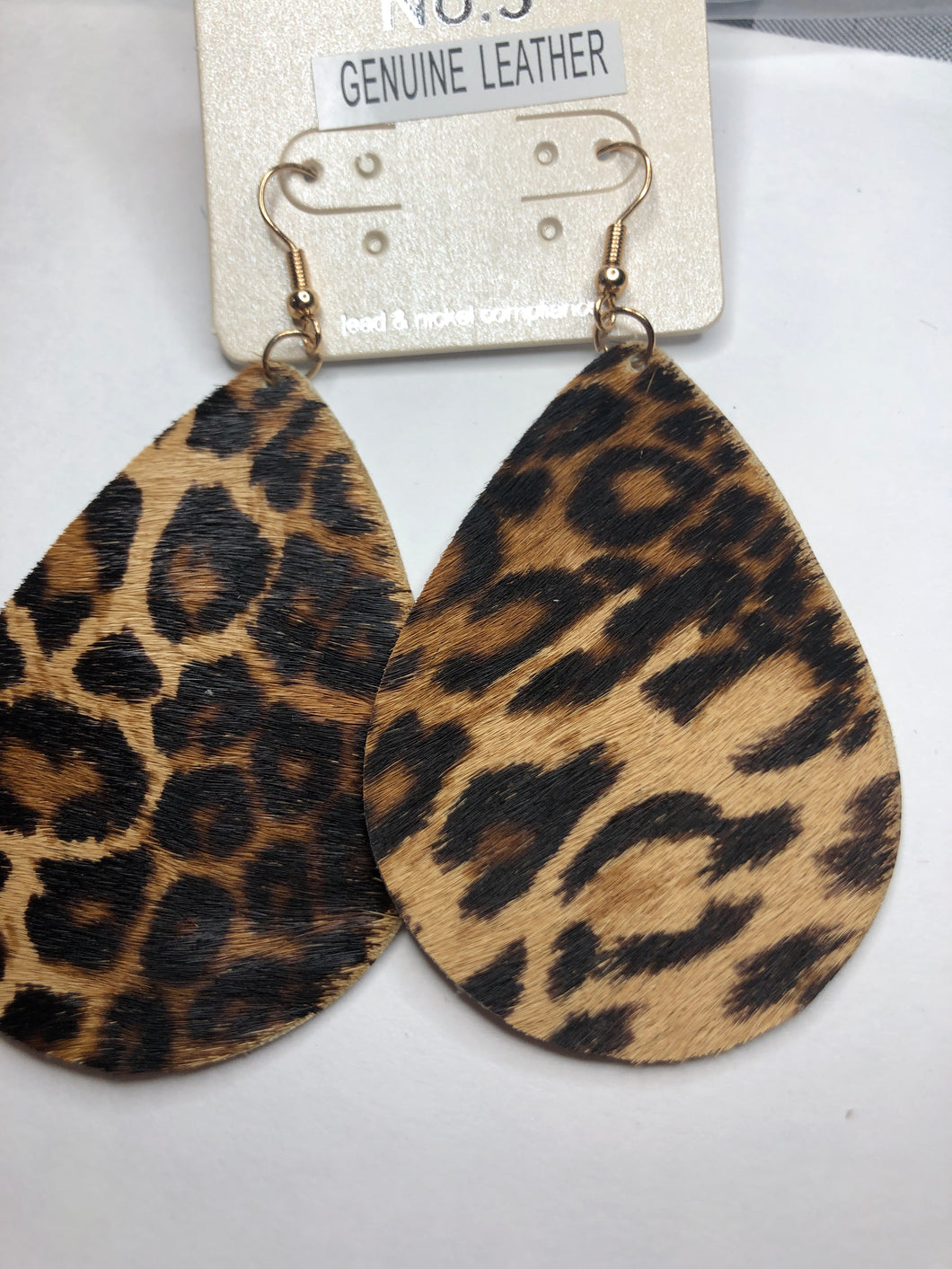 Leather cheetah earrings