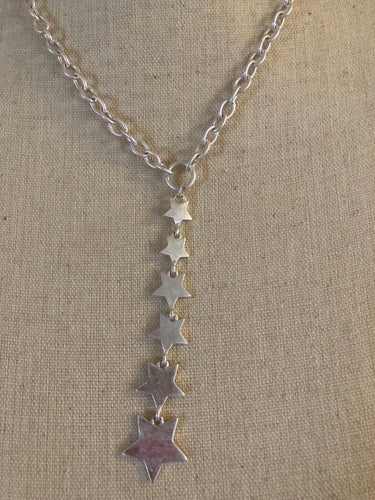 Brushed silver tone star necklace