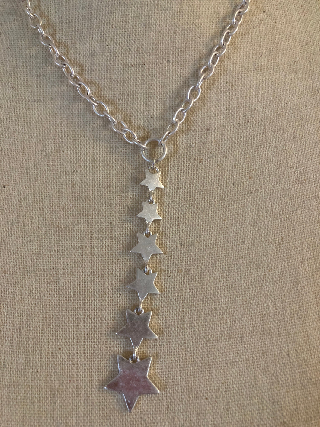 Brushed silver tone star necklace