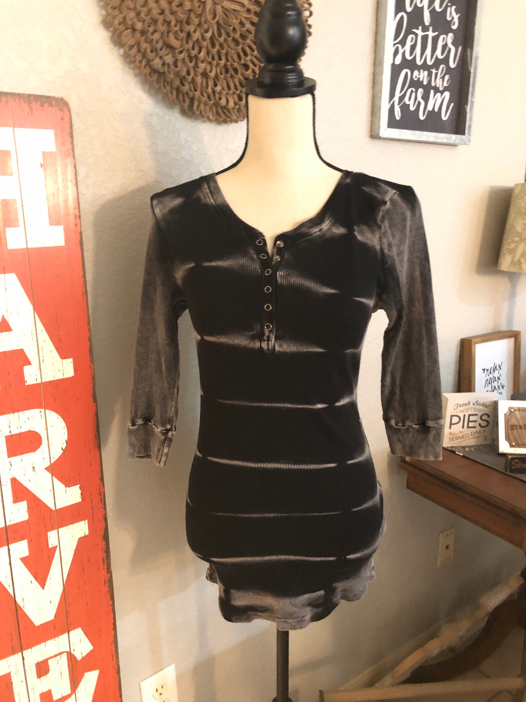 Top tye dye 3/4 ribbed