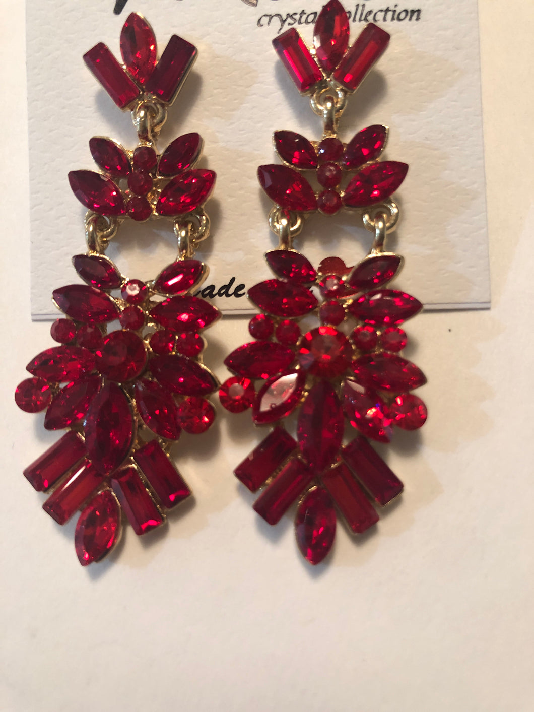 Earrings red crystal