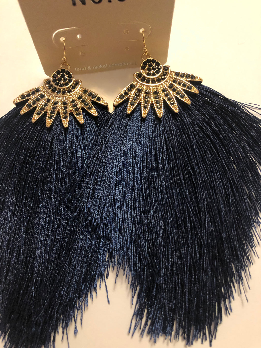 Navy tassel earrings