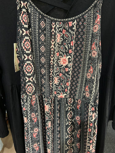 Tank dress black  with Paisley