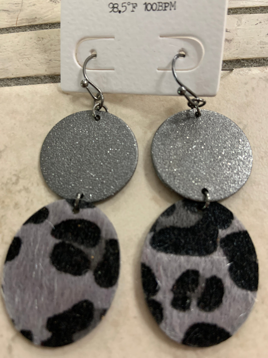 Dangle snow cheetah earrings