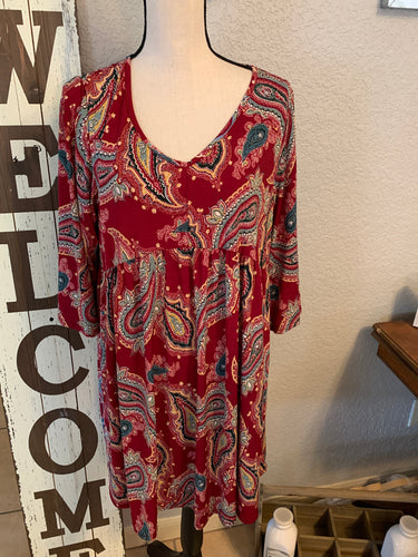 Burgundy paisley dress