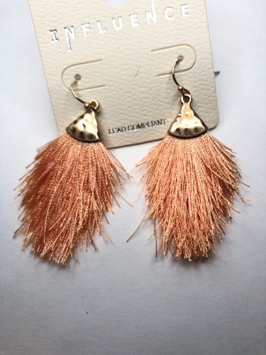 Mini peach tassel earrings