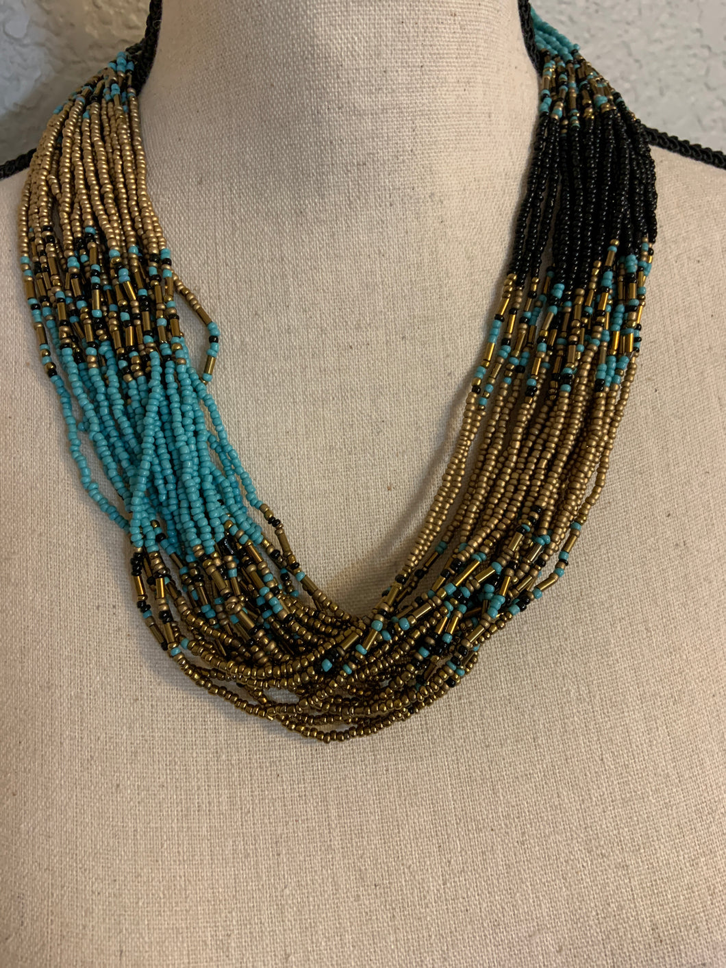 Sea necklace gold and turquoise