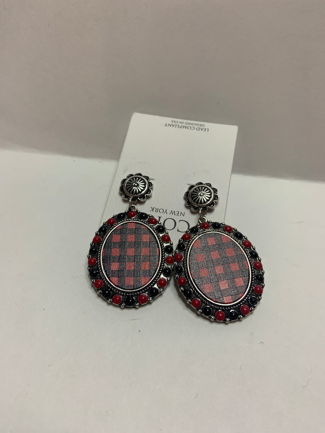 Plaid dangle earrings