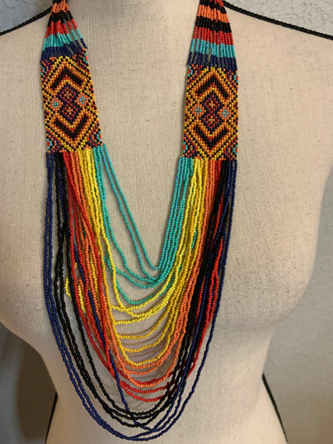 Sea beads The color Aztec design Necklace