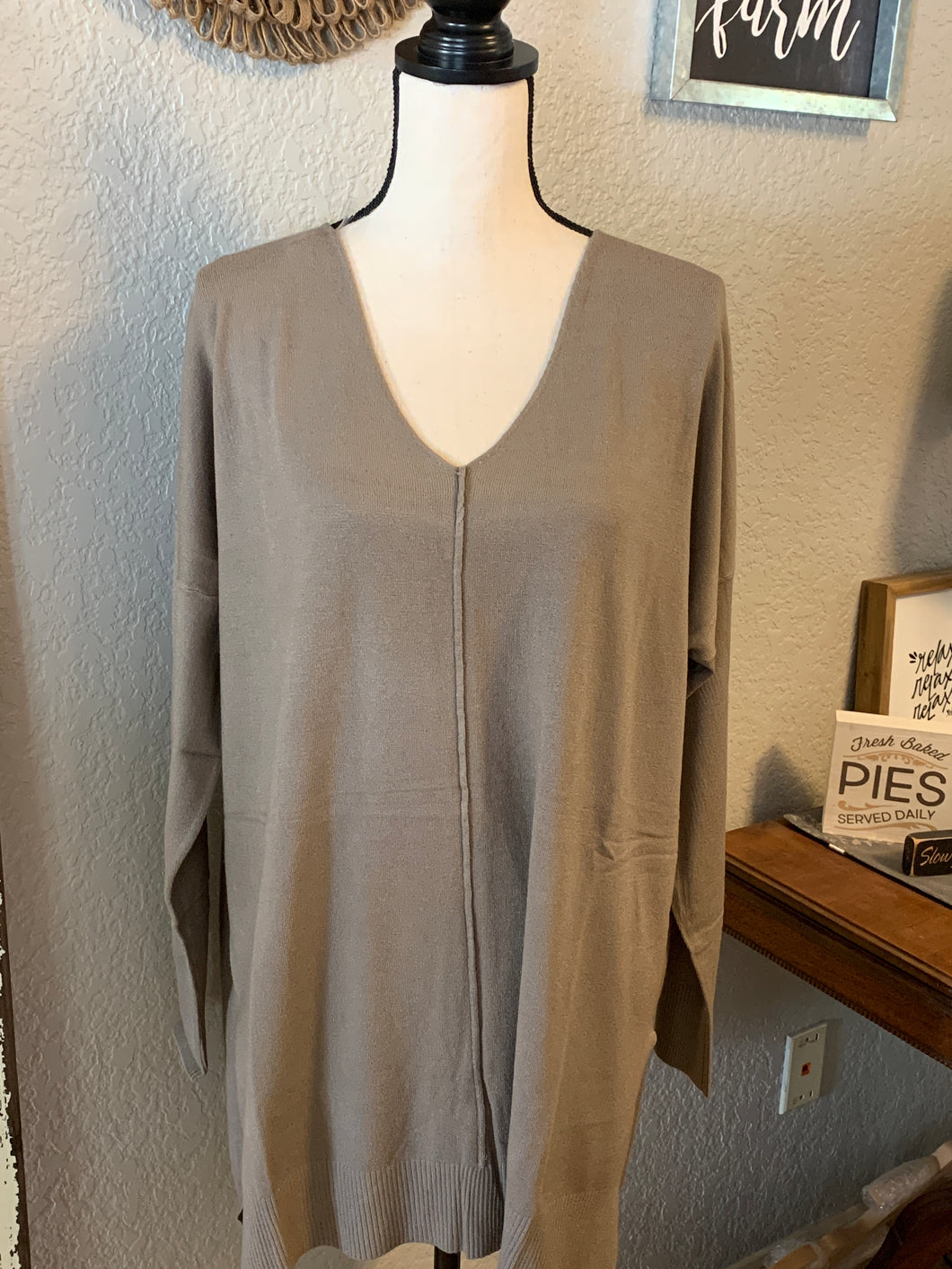 Mocha oversized hi/low sweater