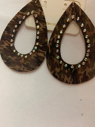 Camo bling teardrop earrings 687