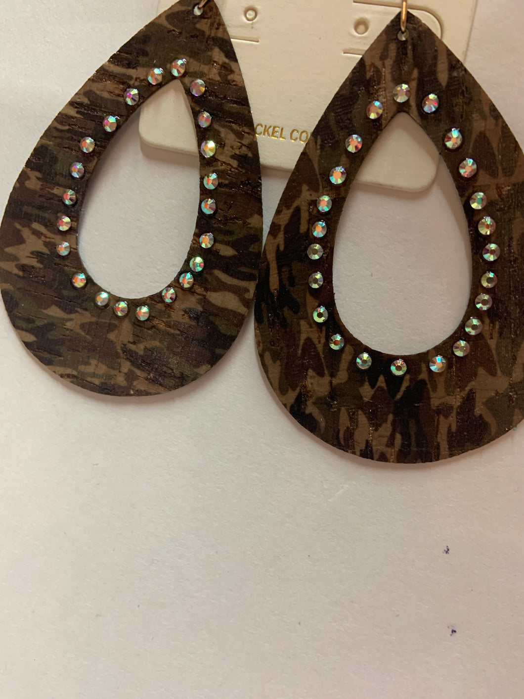 Camo bling teardrop earrings 687