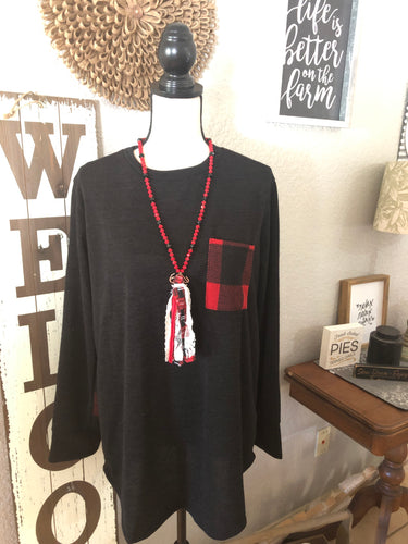 Top plaid long sleeve