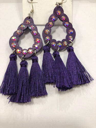 Purple tassel earrings