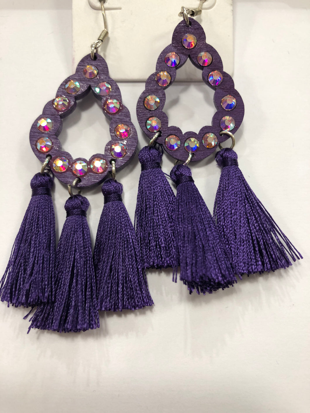 Purple tassel earrings