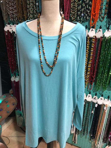 Oversized round neck hi lo top