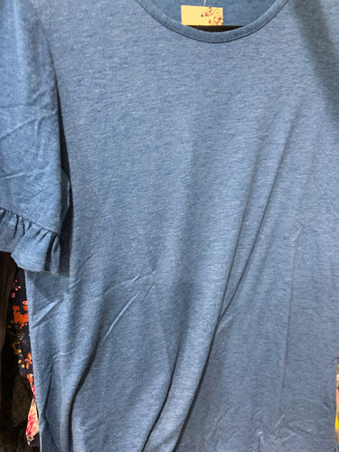 Blue top ruffle sleeves