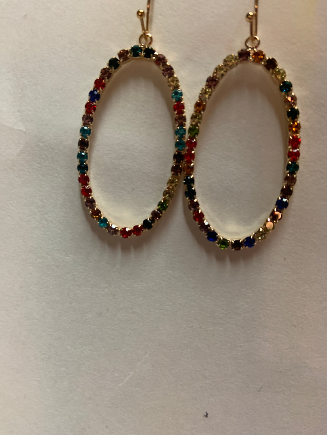 Oval rainbow bling earrings