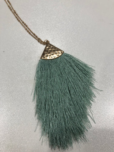 Mint tassel necklace