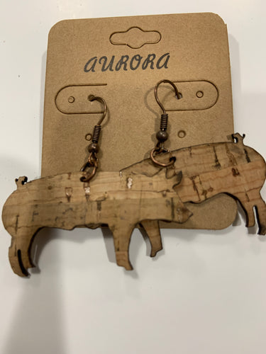Cork  pigs earrings