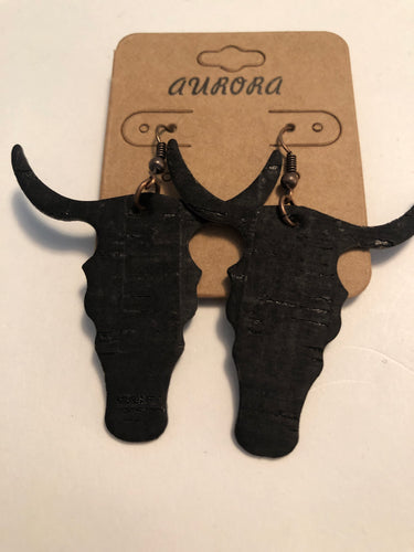 Earrings bull head black 44