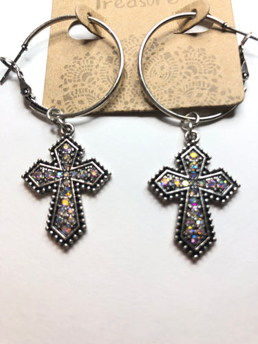 Cross hoop earrings
