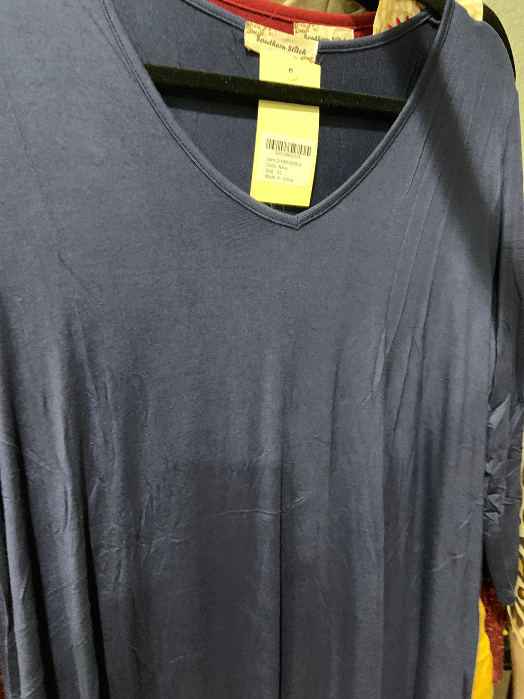 Navy dress long sleeve V-neck