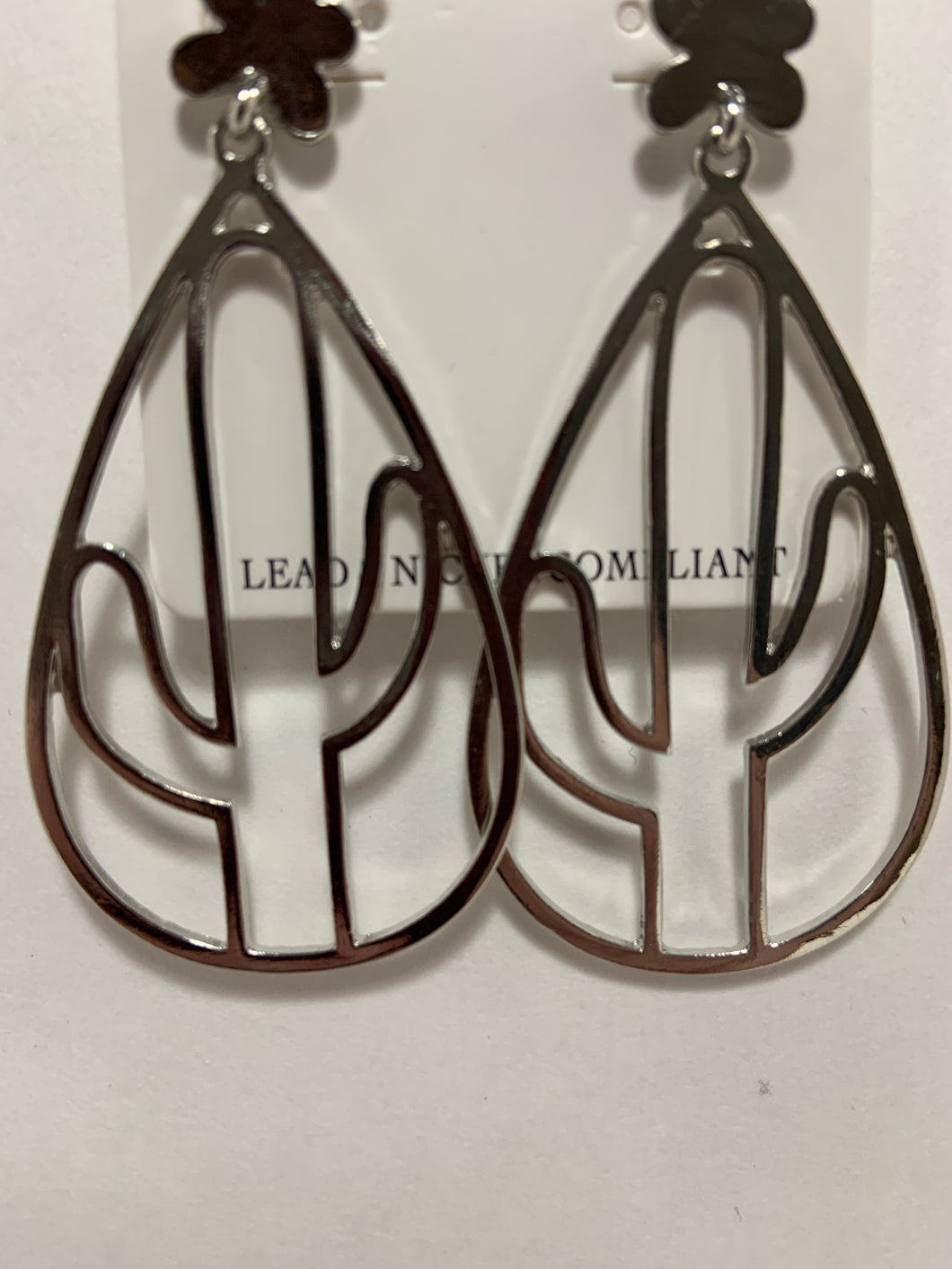 Teardrop cactus Medal earrings