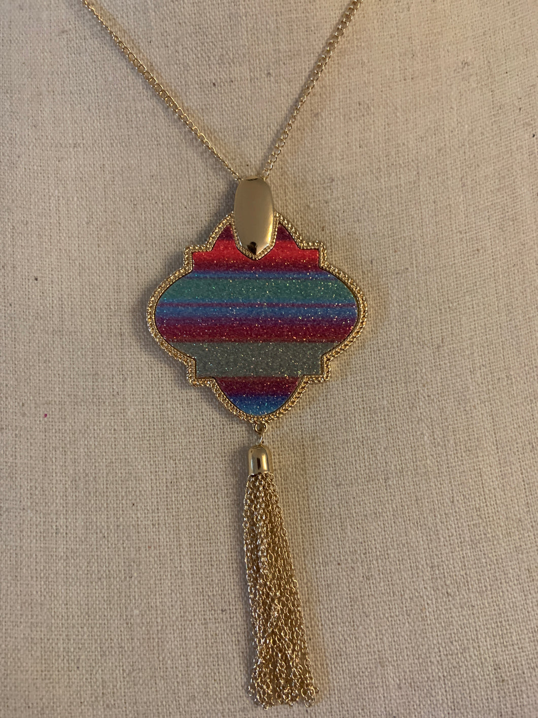 Rainbow necklace with tassel